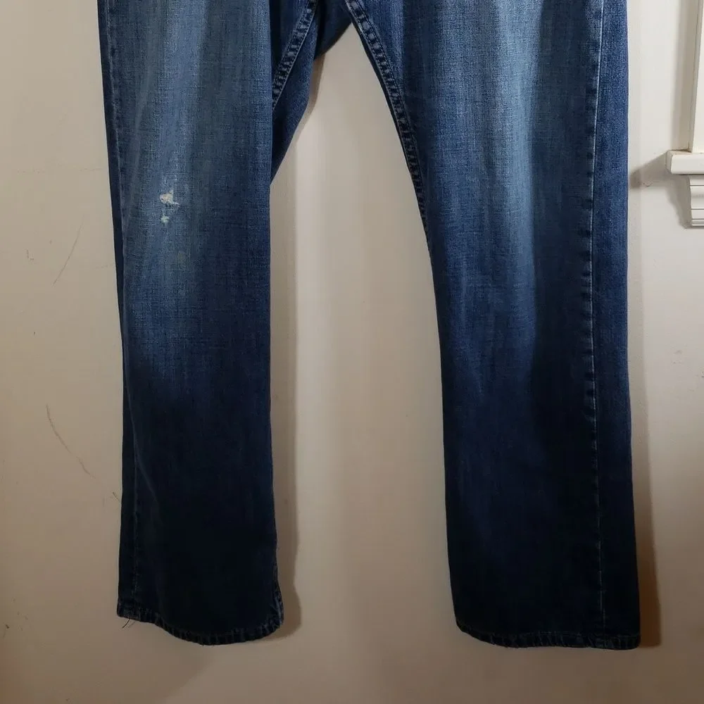 Levi Strauss Men's 514 Blue Straight Leg Jeans Slightly Distressed, 36